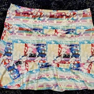 NEW Abstract Watercolor Tennis Golf Pickleball Ruffle Tiered Skirt Skirt Sz XS
